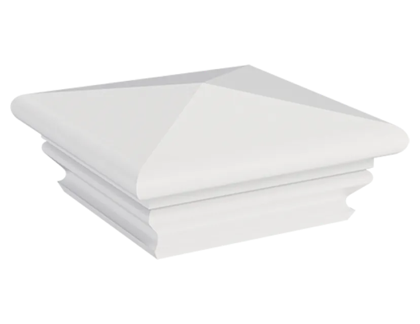 Federation tiered decorative post cap on PVC fence