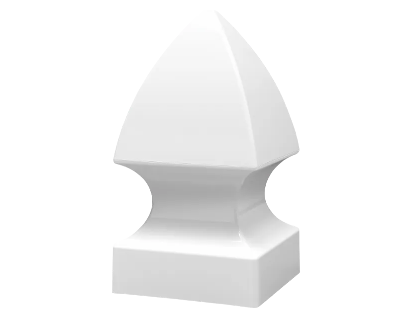 Gothic ornamental pointed post cap on PVC fence